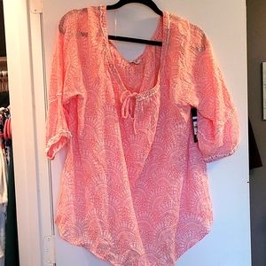 Pink and white blouse